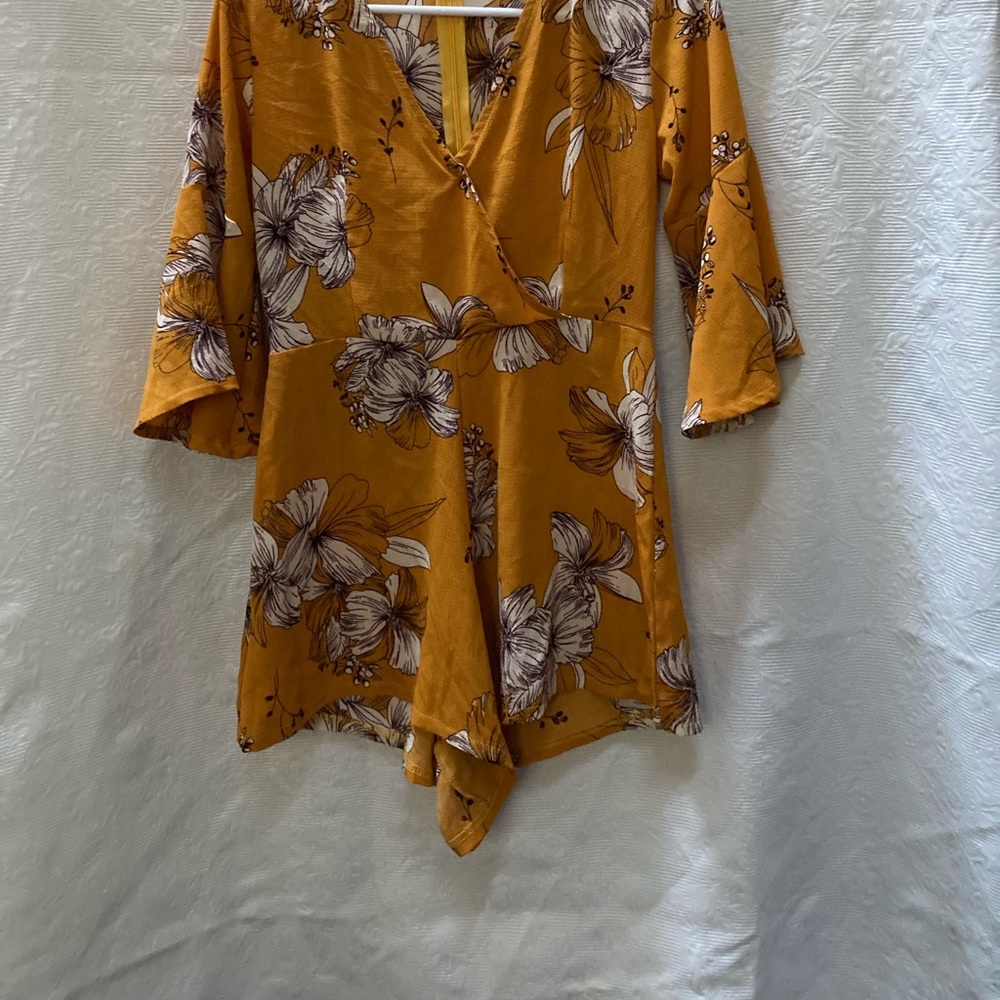 Lazy Cat Floral Bell Sleeve Romper